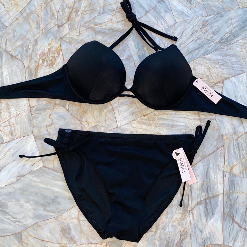 36A Large Halter BOMBSHELL ADD 2 CUPS Swimsuit Set Bikini Swim Top + Bottoms‎
